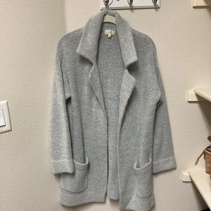 Grey shirt jacket-style sweater